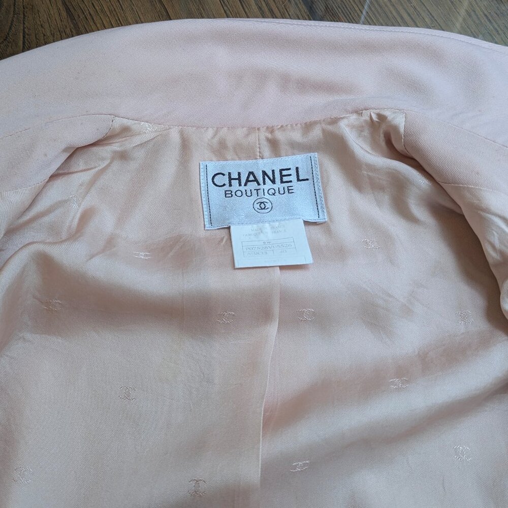 CHANEL Vintage Pink Wool Double Breasted Jacket 97P Spring 1997 FR40 S M 6 8 - Picture 12 of 16